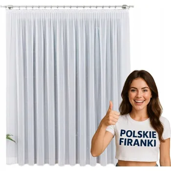 Záclona HOTOVÁ ZÁCLONA VOÁL BIAŁA na TAŚMIE TUNEL ŽABKY 285x350cm ZÁCLONA HLADKÁ