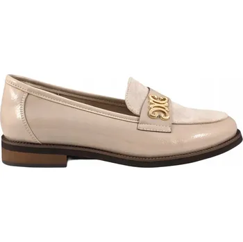 Dámské mokasíny Dámské mokasíny lordsy lakované s nazouvacími polobotky 19459 béžová vel. 37