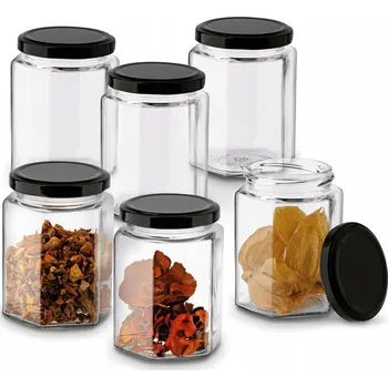 Sklenice Sada SKLENICE na zavařování ZAVAŘOVACÍ SKLENICE zavařeniny se šroubovacím uzávěrem 290ml 6 Ks