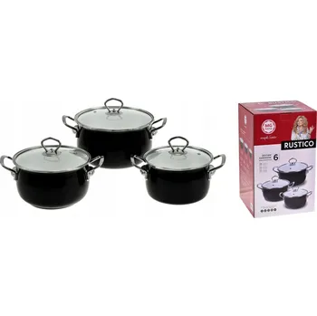 Hrnec Kompletní sada hrnců smaltovaných 6 ks s poklicemi MG Home indukce plyn