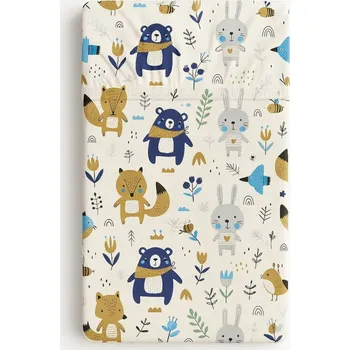 Prostěradlo Prostěradlo bavlněné s gumou do postýlky 120x60 cm - medvídci tmavě modří