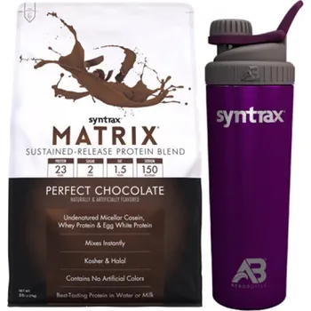 Protein Syntrax Matrix 2270g + Láhev Aerobottle Primus Steel 946 ml. Zdarma - arašídové máslo