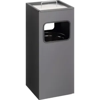 Odpadkový koš Kovový čtvercový koš s popelníkem - Antracit