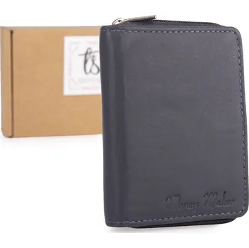 Peněženka Dámská peněženka tmavě modrá malá kapesní kožená RFID z měkké kůže