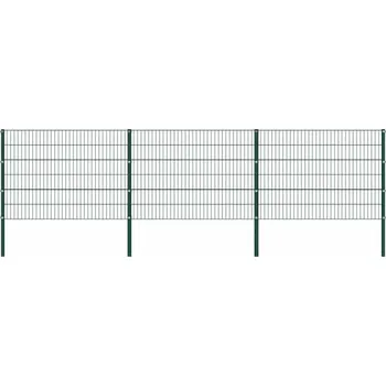 Plot vidaXL Plotový panel se sloupky železný 522 x 120 cm zelený [278663]