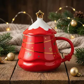 Porcelánový hrnek s víčkem ALTOM DESIGN CHOINKA 420 ml červený