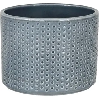 Obal na květináč Obal na květník PILLAR SPOTS keramický lesklý d11x9cm, šedočerný
