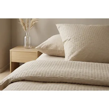 Povlečení DARRÉ Krepové povlečení Jednobarevné - béžové Velikost: 140 x 200 + 70 x 90