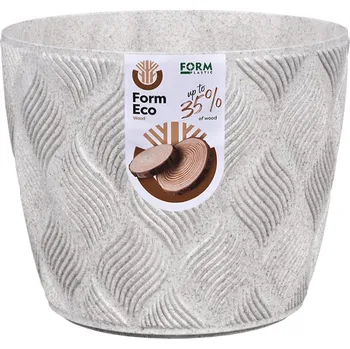 Obal na květináč Obal na květník FLOW PETIT ECO WOOD plastový d13x11cm, šedá