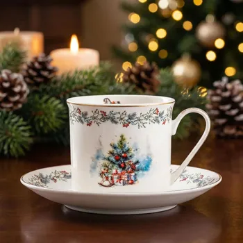 Porcelánový šálek s podšálkem vánoční ALTOM DESIGN MAGIA ŚWIĄT 220 ml