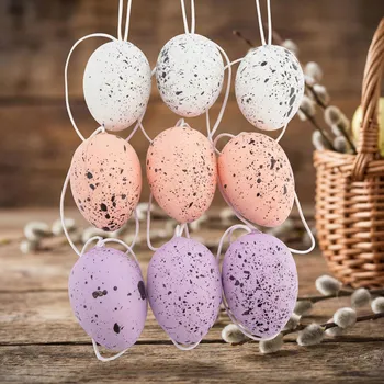 Velikonoční dekorace Závěsné velikonoční vajíčka puntíkovaná ALTOM DESIGN 4 cm barevná 9 ks