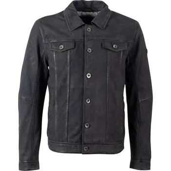 Pánská casual bunda Pánská tmavě modrá krátká kožená bunda MMEddo Velikost M