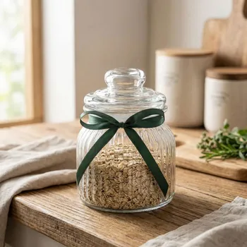 Skleněná dóza se zelenou mašlí ALTOM DESIGN 650 ml