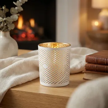 Svícen Skleněný svícen ALTOM DESIGN GEOMETRIA 12,5 cm bílý