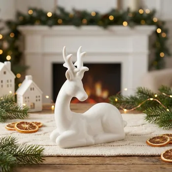 Vánoční dekorace Vánoční porcelánová figurka ALTOM DESIGN RENIFER 12,5 cm bílá