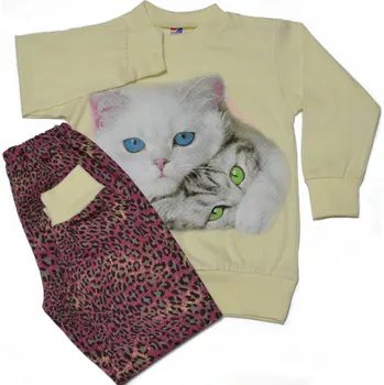 PYŽAMO BAVLNA KOČKY ECRU/PANTERKA VEL. 110 SUTEX