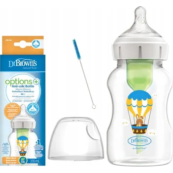 Kojenecká láhev Dr Brown's Kojenecká Láhev Anti-colic Options+ 330 ml s dudlíkem 3 m+ králík