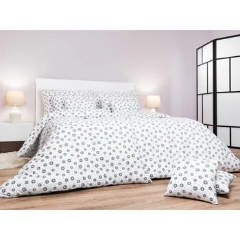 Povlečení bavlna Anežka tmavě šedá na bílém 140x200, 70x90 cm