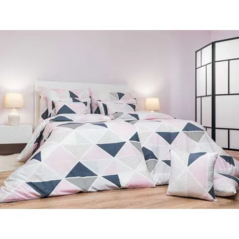 Povlečení bavlna Pyramidy pudrové 140x220, 70x90 cm