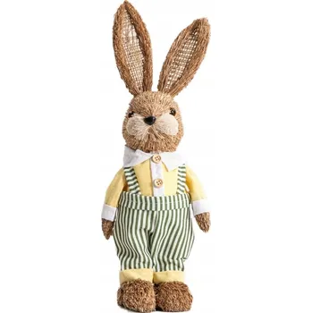 Obraz Dekorace MELL - Králík ze slámy v zahradnických kalhotách, béžový 38 cm HOMLA