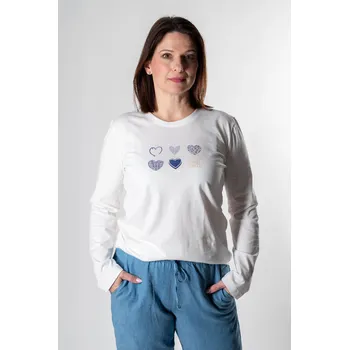 Dámské tričko FAVAB Dámské máslové tričko s dlouhými rukávy MIYA I potisk Srdce Velikost výrobku: S