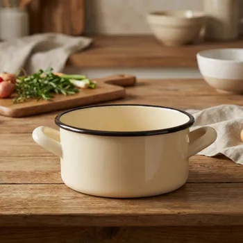 Hrnec Smaltovaný rendlík SILESIA 0,8 l krémový