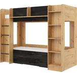 Patrová postel ORIVAR, levá, dub artisan/beton černý, 5 let záruka +možnost VÝNOSU + vyzvednutí ZDARMA