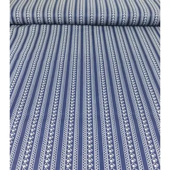 Bavlněná látka modrotisk pruhy plátno 142 cm | RTex