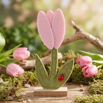 Filcová figurka tulipán s beruškou ALTOM DESIGN 26,5 cm růžová