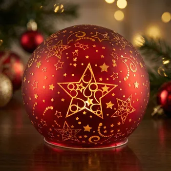 Vánoční dekorace Skleněná vánoční koule LED ALTOM DESIGN HVĚZDIČKY 10 cm červená