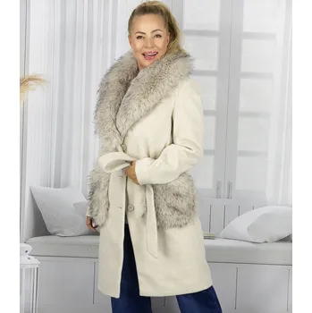 Agrafka dámský kabát béžový klasický bez kapuce velikost XL