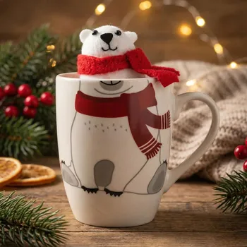 Vánoční porcelánový hrnek s maskotem ALTOM DESIGN MIŚ 340 ml