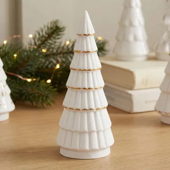 Vánoční dekorace Vánoční figurka stromek porcelánový LED ALTOM DESIGN 14 cm bílá