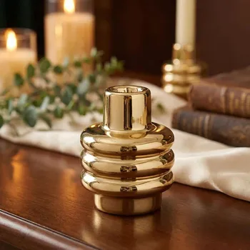 Svícen Porcelánový svícen ALTOM DESIGN 9 × 7 cm zlatý