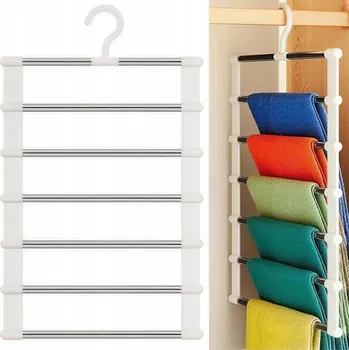 Věšák SKLÁDACÍ VĚŠÁK NA KALHOTY SADA 2 KUSŮ ZÁVĚSNÝ VÍCEÚROVŇOVÝ NA OBLEČENÍ