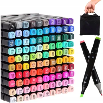 OLEJOVÉ FIXY 100 KS. FIXY POPISOVAČE OBOUSTRANNÉ PISACÍ FIXY 1MM + 6MM + SÁČEK