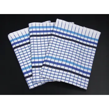 Utěrka Kuchyňské utěrky EGYPTSKÁ BAVLNA 14, modré káro/proužek, 3 kusy, 50x70cm