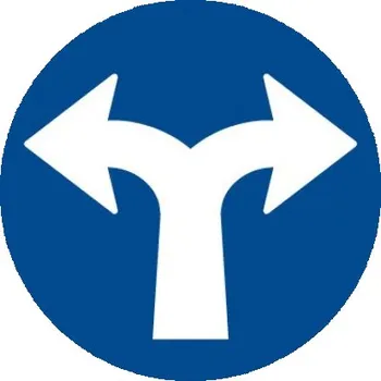 Dopravní značení Dopravní značka C2f - Přikázaný směr jízdy vpravo a vlevo - Standardní kruh 700mm