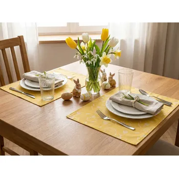 prostírání HEDVA ČESKÝ BROKÁT Ubrus Odaska prostírání 30x40 set 2ks sněženka žlutá