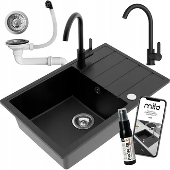 Granitový dřez Jednokomorový dřez Milo METRO granit černý