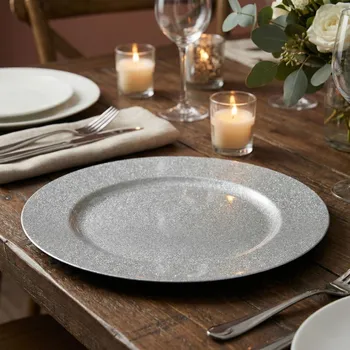 Podtácek Podtácek s třpytkami ALTOM DESIGN 33 cm stříbrný