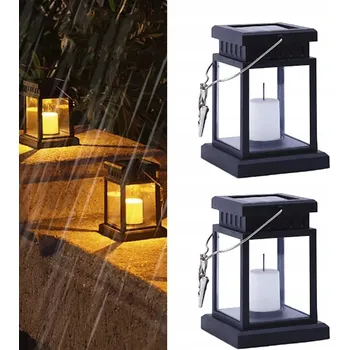 Venkovní osvětlení 2ks LED zahradní lucerna SOLARNA Lampion Lucerna Hřbitovní Svíčka závěsná