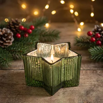 Svícen Skleněný svícen ALTOM DESIGN GWIAZDKA 11 cm zelený