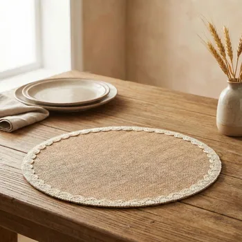 prostírání Jutový prostírání s bílým lemováním ALTOM DESIGN 38 cm