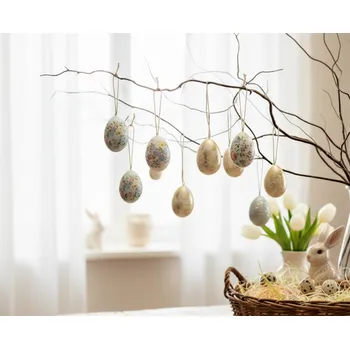 Velikonoční dekorace Velikonoční dekorace s kraslicemi bílá + zlatá MONIKA I. sada 8 ks Cena za 8 kusů v balení 965450