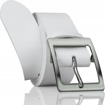 Opasek Pánský Pásek k JEANSŮM ke kalhotám Kožený GRACIO Bílý Stříbrná PŘEZKA 110