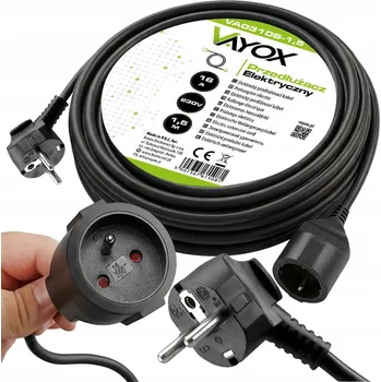 Napájecí kabel PRODLUŽOVACÍ KABEL ZAHRADNÍ STAVEBNÍ SÍŤOVÝ JEDNOZÁSUVKOVÝ SILNÝ ČERNÝ 1,5M