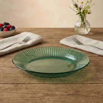 Talíř Dezertní skleněný talíř ALTOM DESIGN OFELIA 20,5 cm zelený