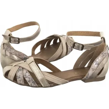 Dámské sandále MACIEJKA 01924-47/00-0 BÉŽOVÉ KOŽENÉ SANDÁLY S KVĚTINAMI VEL. 38