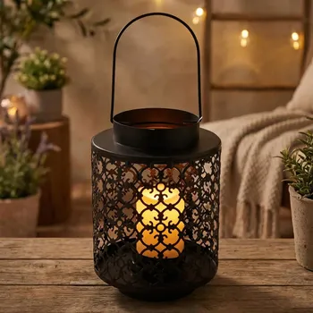 Lucerna Kovová lucerna děrovaná ALTOM DESIGN 18,5 cm černá